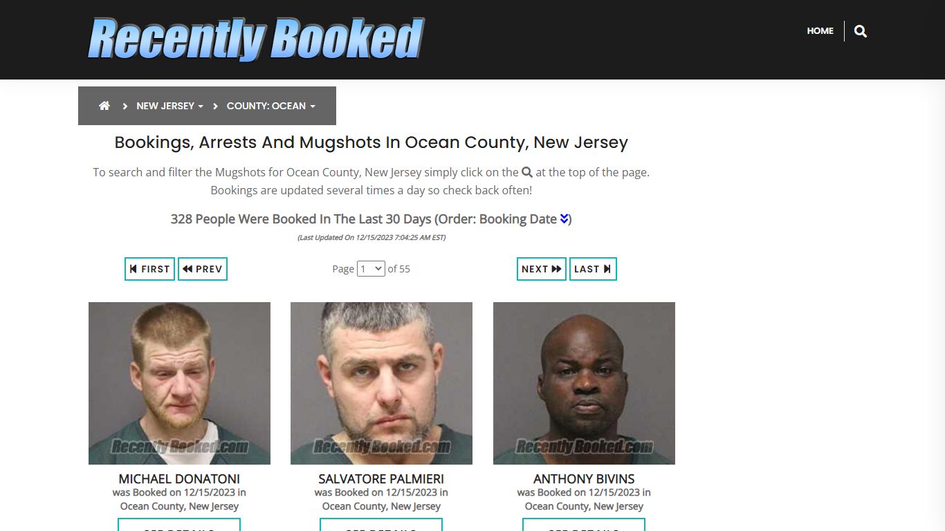 Bookings, Arrests and Mugshots in Ocean County, New Jersey